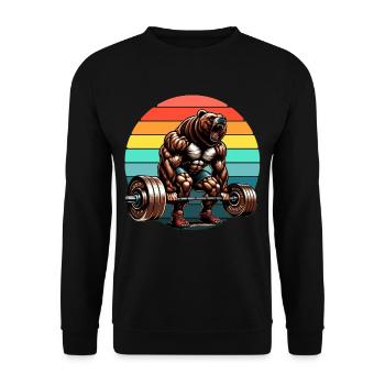 Entraînement de gymnastique de soulevé de terre Strong Bear Powerlifter - Sweat-shirt Unisexe - noir - Devant - Alina (178cm) & Michal (187cm)