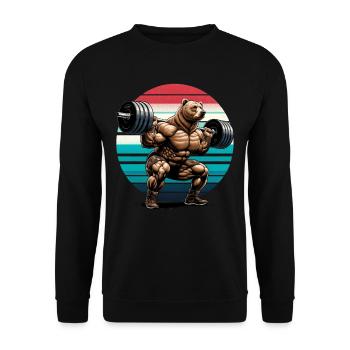 Entraînement de gymnastique de squat d'haltérophile Strong Bear - Sweat-shirt Unisexe - noir - Devant - Alina (178cm) & Michal (187cm)