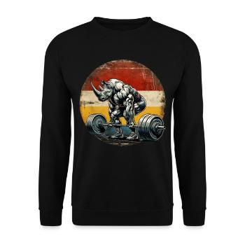 Strong Rhino Powerlifter Deadlift Gym Entraînement 2 - Sweat-shirt Unisexe - noir - Devant - Alina (178cm) & Michal (187cm)