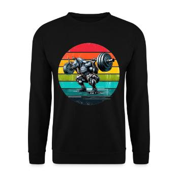 Strong Rhino Weightlifter Squat Gym Workout - Unisex Sweatshirt - black - Front - Alina (178cm) & Michal (187cm)