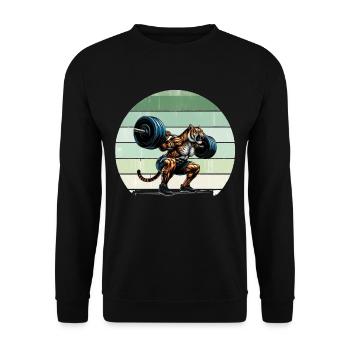 Strong Tiger Weightlifter Squat Gym Workout - Unisex Sweatshirt - black - Front - Alina (178cm) & Michal (187cm)