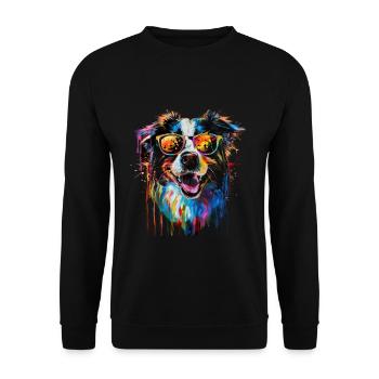 Cool Sunglasses Dog Covered In Rainbow Paint - Unisex Pullover - Schwarz - Vorne - Alina (178cm) & Michal (187cm)