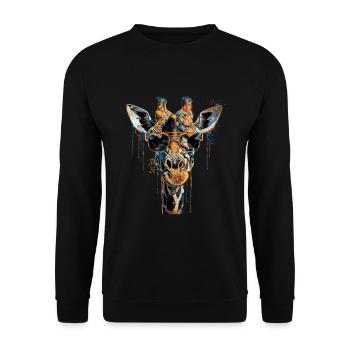 Cool Sunglasses Giraffe Covered In Rainbow Paint - Unisex Pullover - Schwarz - Vorne - Alina (178cm) & Michal (187cm)