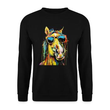 Cool Sunglasses Horse Covered In Rainbow Paint 2 - Unisex Pullover - Schwarz - Vorne - Alina (178cm) & Michal (187cm)