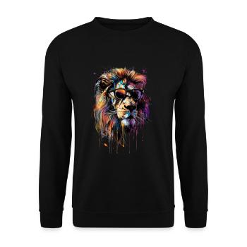 Cool Sunglasses Lion Covered In Rainbow Paint - Unisex Sweatshirt - black - Front - Alina (178cm) & Michal (187cm)