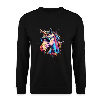 Cool Sunglasses Unicorn Covered In Rainbow Paint - Unisex Pullover - Schwarz - Vorne - Alina (178cm) & Michal (187cm)
