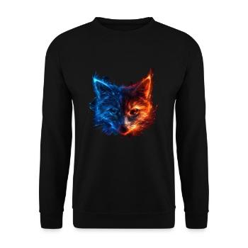Chat rouge et bleu Art animalier féroce et vif - Sweat-shirt Unisexe - noir - Devant - Alina (178cm) & Michal (187cm)