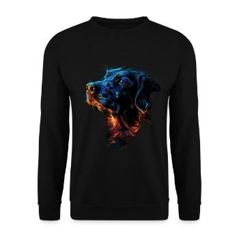 Chien rouge et bleu Art animalier féroce et vif - Sweat-shirt Unisexe - noir - Devant - Alina (178cm) & Michal (187cm)