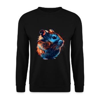 Hamster rouge et bleu : art animalier féroce et vif - Sweat-shirt Unisexe - noir - Devant - Alina (178cm) & Michal (187cm)