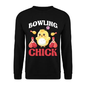 Bowling Chick 21 - Unisex Pullover - Schwarz - Vorne - Alina (178cm) & Michal (187cm)