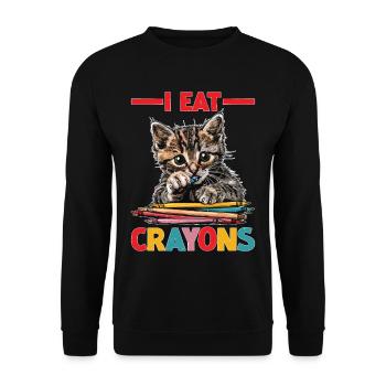 I Eat Crayons 27 - Unisex Sweatshirt - black - Front - Alina (178cm) & Michal (187cm)