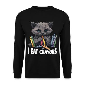 I Eat Crayons 28 - Unisex Sweatshirt - black - Front - Alina (178cm) & Michal (187cm)