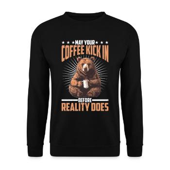 May Your Coffee Kick In Before Reality Does 73 - Unisex Sweatshirt - black - Front - Alina (178cm) & Michal (187cm)