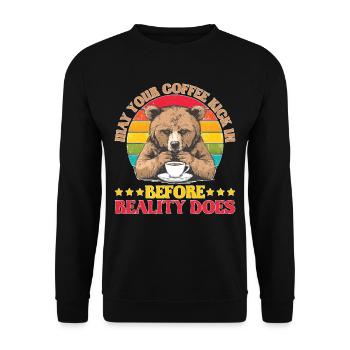 May Your Coffee Kick In Before Reality Does 72 - Unisex Sweatshirt - black - Front - Alina (178cm) & Michal (187cm)