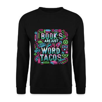 Les livres ne sont que des tacos de mots 19 - Sweat-shirt Unisexe - noir - Devant - Alina (178cm) & Michal (187cm)