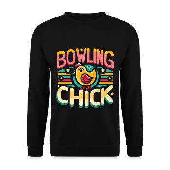 Bowling Chick 17 - Unisex Pullover - Schwarz - Vorne - Alina (178cm) & Michal (187cm)