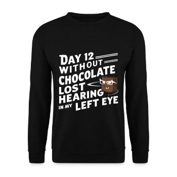 Jour 12 Sans chocolat, perte de l’audition dans mon œil24 - Sweat-shirt Unisexe - noir - Devant - Alina (178cm) & Michal (187cm)