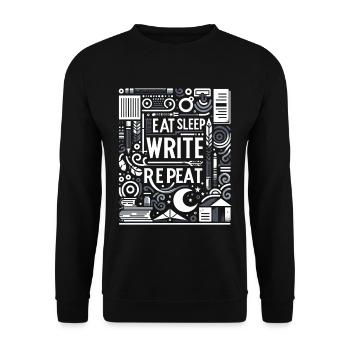 Manger Dormir Écrire Répéter 6 - Sweat-shirt Unisexe - noir - Devant - Alina (178cm) & Michal (187cm)
