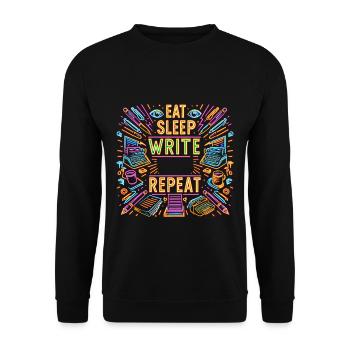 Manger Dormir Écrire Répéter 8 - Sweat-shirt Unisexe - noir - Devant - Alina (178cm) & Michal (187cm)