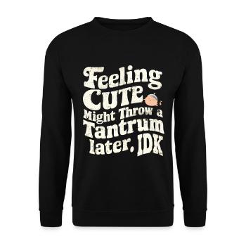Feeling Cute, Might Throw A Tantrum Later, Idk 29 - Unisex Pullover - Schwarz - Vorne - Alina (178cm) & Michal (187cm)