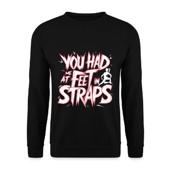 You Had Me At Feet In Straps 55 - Unisex Pullover - Schwarz - Vorne - Alina (178cm) & Michal (187cm)