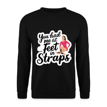 You Had Me At Feet In Straps 54 - Unisex Pullover - Schwarz - Vorne - Alina (178cm) & Michal (187cm)