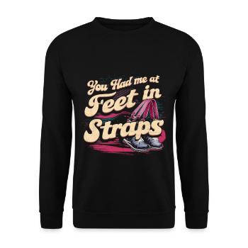 You Had Me At Feet In Straps 58 - Unisex Pullover - Schwarz - Vorne - Alina (178cm) & Michal (187cm)