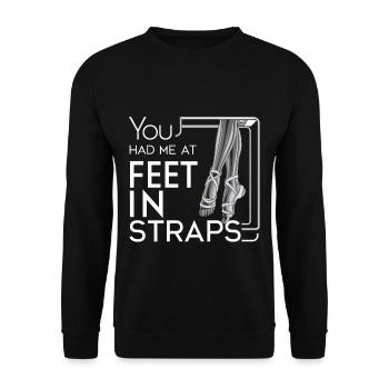 You Had Me At Feet In Straps 63 - Unisex Pullover - Schwarz - Vorne - Alina (178cm) & Michal (187cm)