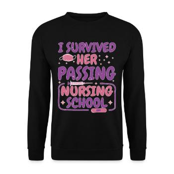 J’ai survécu à son décès à l’école d’infirmières 50 - Sweat-shirt Unisexe - noir - Devant - Alina (178cm) & Michal (187cm)