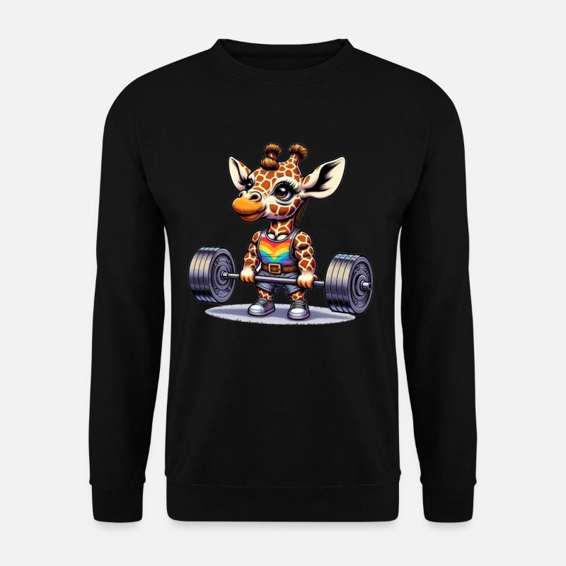 Cool Giraffe Deadlifting In The Gym - Unisex Pullover - Schwarz