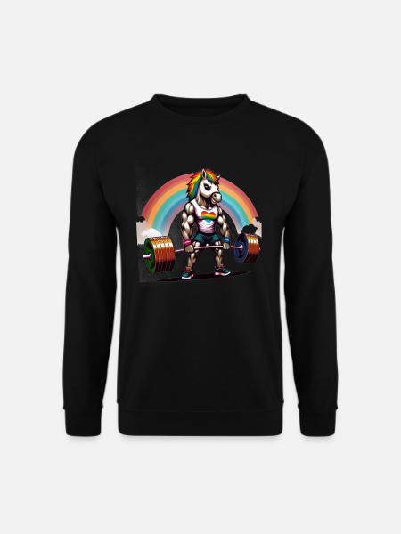 Cool Horse Deadlifting In The Gym - Unisex Pullover - Schwarz