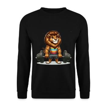 Cool Lion Deadlifting In The Gym - Unisex Sweatshirt - black - Front - Alina (178cm) & Michal (187cm)