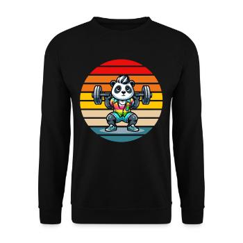 Cool Rainbow Panda Squatting In The Gym - Unisex Pullover - Schwarz - Vorne - Alina (178cm) & Michal (187cm)