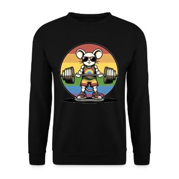 Cool Rainbow Mouse Lifting In The Gym - Unisex Sweatshirt - black - Front - Alina (178cm) & Michal (187cm)