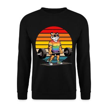 Cool Rainbow Tiger Deadlifting In The Gym - Unisex Sweatshirt - black - Front - Alina (178cm) & Michal (187cm)