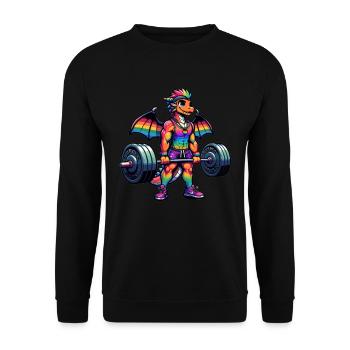 Rainbow Dragon Deadlifting - Unisex Sweatshirt - black - Front - Alina (178cm) & Michal (187cm)