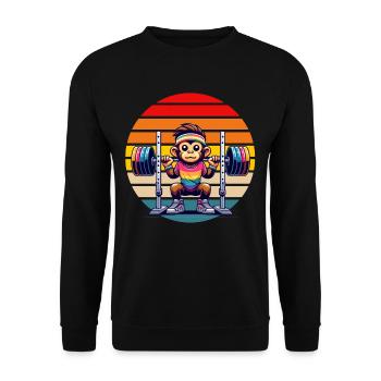 Rainbow Monkey Squatting in the Gym - Unisex Sweatshirt - black - Front - Alina (178cm) & Michal (187cm)