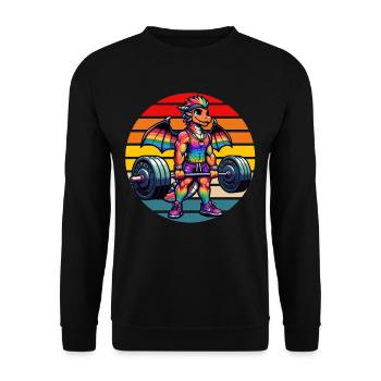 Strong Muscular Rainbow Dragon Lifting - Unisex Pullover - Schwarz - Vorne - Alina (178cm) & Michal (187cm)