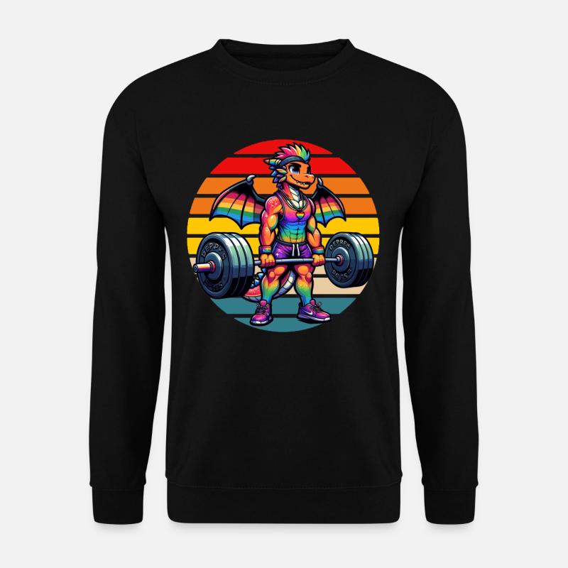 Strong Muscular Rainbow Dragon Lifting - Unisex Sweatshirt - black