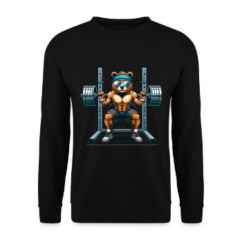 Strong Bear Squatting in the Gym - Unisex Sweatshirt - black - Front - Alina (178cm) & Michal (187cm)