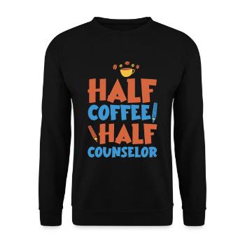 Half Coffee Half Counselor 4 - Unisex Pullover - Schwarz - Vorne - Alina (178cm) & Michal (187cm)