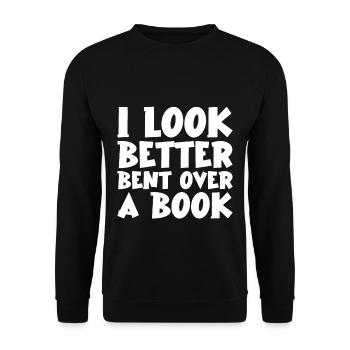 I Look Better Bent Over A Book - Unisex Sweatshirt - black - Front - Alina (178cm) & Michal (187cm)