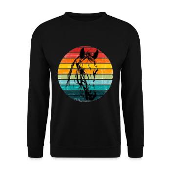 Vintage Sunset Horse Retro - Unisex Sweatshirt - black - Front - Alina (178cm) & Michal (187cm)