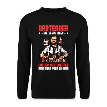 Bartender, We Serve Beer Colder Than Your Ex - Unisex Pullover - Schwarz - Vorne - Alina (178cm) & Michal (187cm)