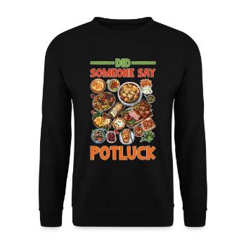Quelqu’un a-t-il dit repas-partage - Sweat-shirt Unisexe - noir - Devant - Alina (178cm) & Michal (187cm)
