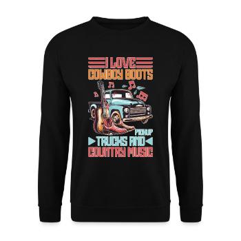 I Love Cowboy Boots Pickup Trucks, Country Music 2 - Unisex Pullover - Schwarz - Vorne - Alina (178cm) & Michal (187cm)