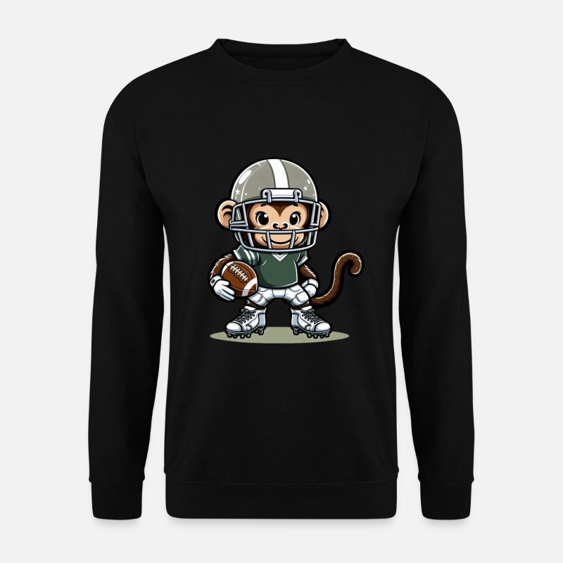 Cute American Football Player Monkey - Unisex Sweatshirt - black