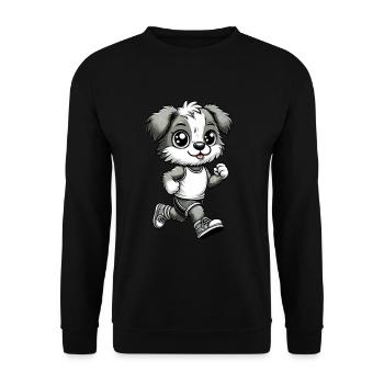 Cute Marathon Runner Dog - Unisex Pullover - Schwarz - Vorne - Alina (178cm) & Michal (187cm)