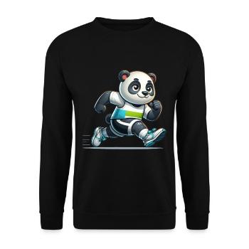 Cute Marathon Runner Panda - Unisex Pullover - Schwarz - Vorne - Alina (178cm) & Michal (187cm)