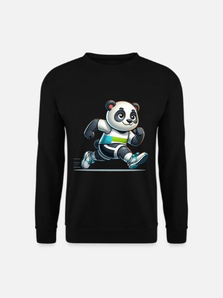 Cute Marathon Runner Panda - Unisex Sweatshirt - black